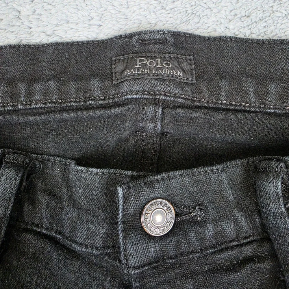 Polo Ralph Lauren Varick Slim Straight Jeans Mens 32x32 Black Faded Denim Pants